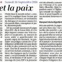 L'espérance et la paix - Ouest-France 26 septembre 2026