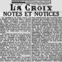Notes et notices - La Croix 20 et 21 mai 1928 - 1/2